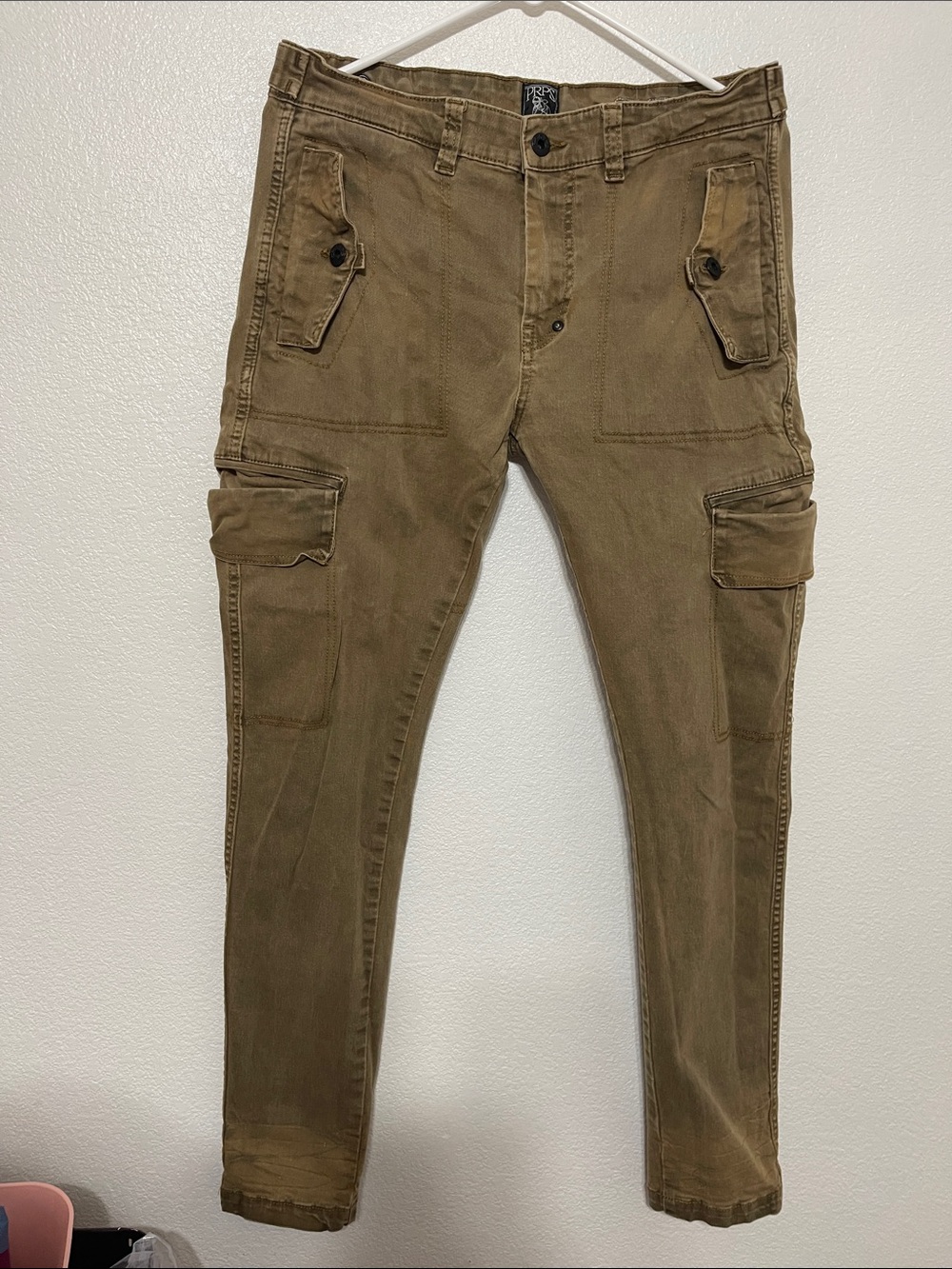 PRPS Olive Brown Slim Cargo Trousers